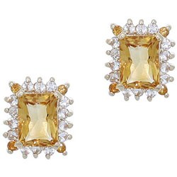 Glitzy Rocks 18k Gold Overlay Citrine and White Topaz Earrings