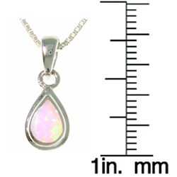 Sterling Silver Lab Created White Opal Teardrop Necklace