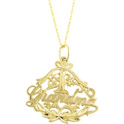 14k Yellow Gold '#1 Grandma' Necklace