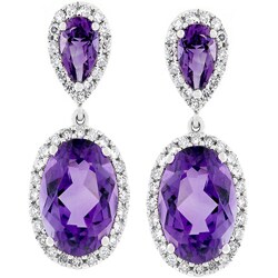 14k Gold Amethyst and 1/2ct TDW Diamond Earrings (I-J, I1)