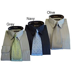 Dolphino Men's Dress Shirt and Tie Gift Set