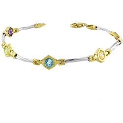 14k Gold Hexagon Semi-precious Stone Bracelet