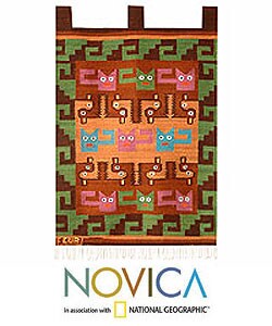 'Cats and Ducks' Wool Tapestry (Peru)