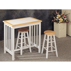 White Tile Top Wood Breakfast Bar Set | Overstock.