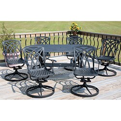 Palm Back 7-piece Matte Black Patio Dining Set