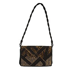 Fendi Medium Suede and Sequined Shoulder Handbag