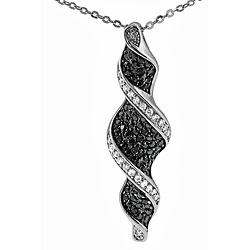Sterling Silver Black CZ Twist Necklace