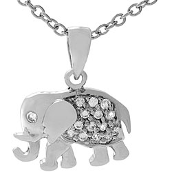 Sterling Silver Cubic Zirconia Elephant Necklace