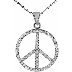 Sterling Silver Cubic Zirconia Peace Necklace