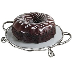 Round Ceramic Serving Platter on Metal Tie-up Stand