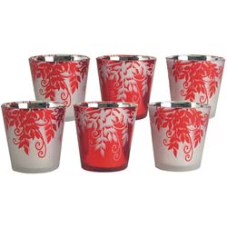 Red Leaf Silhouette Votive Candle Holders (Set of 6)
