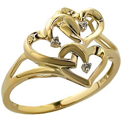 10k Yellow Gold Intertwined Hearts Ring