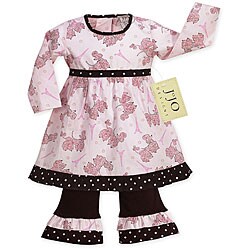 JoJo Designs Pink Paris Poodle/ Polka Dot Outfit