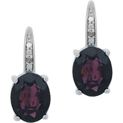 Glitzy Rocks Sterling Silver 6.2 CTW Garnet and Diamond Oval Earrings