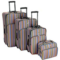 Rockland 4-piece Stripe Expandable Luggage Set