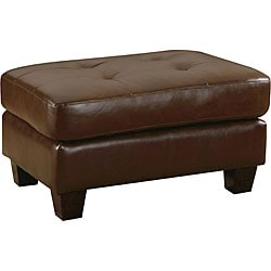 Bay Bonded Brown Leather Ottoman