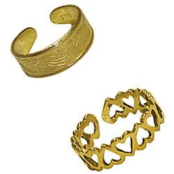 Goldplated Celtic and Heart Toe Rings (Set of 2)