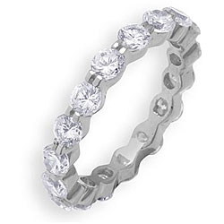 Simon Frank 14k White Gold Overlay CZ Stackable Eternity Band