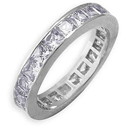 Simon Frank 14k White Gold Overlay Stackable Cubic Zirconia Eternity Band