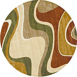 Tufted Ackworth Beige/ Rust Area Rug (7'10 Round)