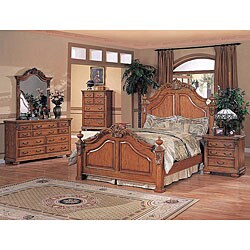 Coventry 4-piece King-size Oak Finish Bedroom Set