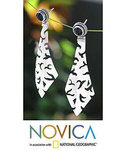 Onyx 'Silver Scimitar' Earrings (Indonesia)