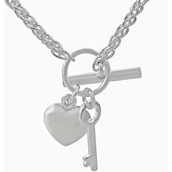 Sterling Silver Heart and Key Necklace