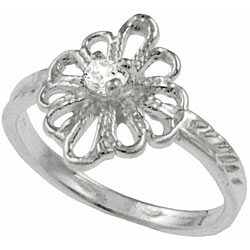 Sterling Silver Cubic Zirconia Child's Flower Ring