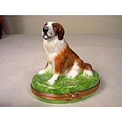 Limoges Hand-painted St. Bernard Keepsake Dog
