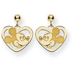 14k Gold Disney's Mickey Mouse Heart Earrings