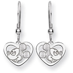 Sterling Silver Disney's Mickey Mouse Heart Earrings