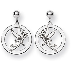 Sterling Silver Disney's Tinker Bell Circle Earrings