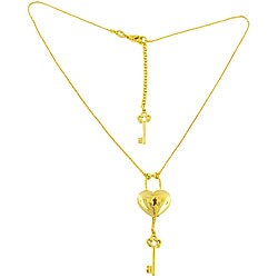 Goldkist 18k Gold over Silver Heart and Key Necklace