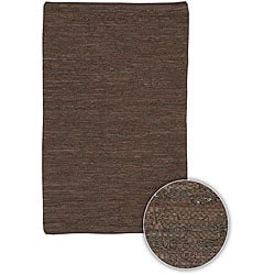 Hand-woven Mandara Brown Leather Rug (3'6 x 5'6)