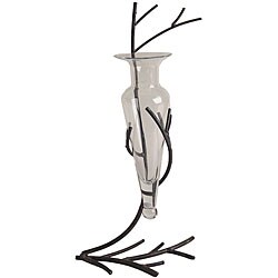 Clear Glass Vase on Twig Metal Stand