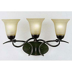Santa Fe Mission Bronze, Alabaster Glass 3-light Vanity