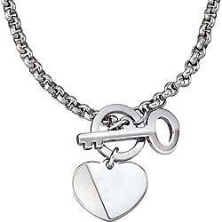 Tungsten Carbide Heart and Key Necklace