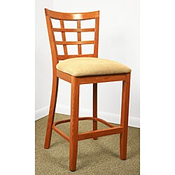 Cherry Lattice-back Microfiber Seat Counter Stool