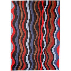 Hand-tufted Wave Multicolor Wool Rug (8' x 10'6)