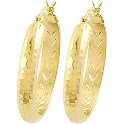 14k Yellow Gold Back-to-back Designed Hoop Earrings