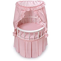Badger Basket Round Doll Crib with Pink Bedding