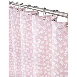 Pink and White Daisies Canvas Shower Curtain