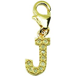 14k Gold 1/10ct TDW Diamond Letter 'J' Charm