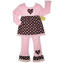 AnnLoren Girl's 2-piece Polka Dots and Pink Outfit