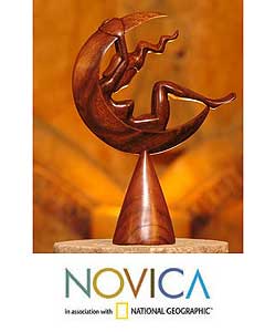 'The Moon Goddess' Wood Sculpture (Indonesia)