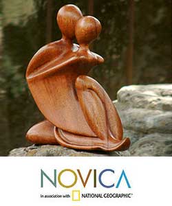 Wood 'The Embrace' Sculpture (Indonesia)
