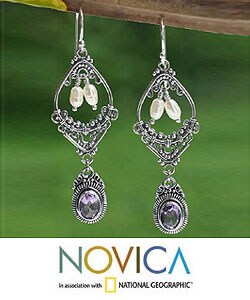 Amethyst and Pearl 'Empress' Earrings (Indonesia)