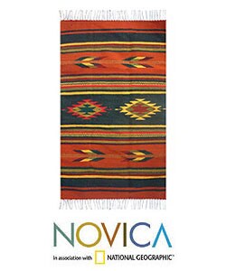 Mexican 'Swift Arrows' Wool Rug (2' x 3')