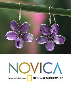 Amethyst 'Mystic Daisy' Earrings (Thailand)