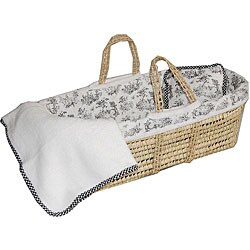 Tadpoles Black Toile Moses Basket Set
